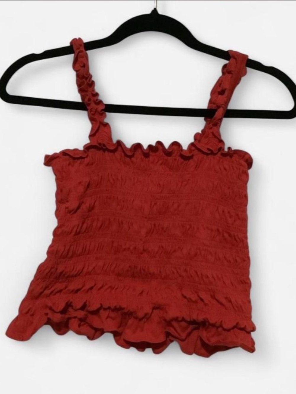 Old Navy Rust Red Smocked Crop Top